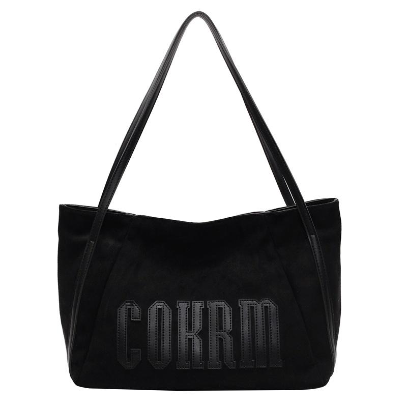 

Autumn and winter retro large-capacity bag women s new fashion commuter shoulder bag versatile casual tote bag чёрный