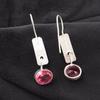 Pink Tourmaline Gemstone 925 Sterling Silver Jewelry Handcrafted Earrings 1.9" EE-168-9