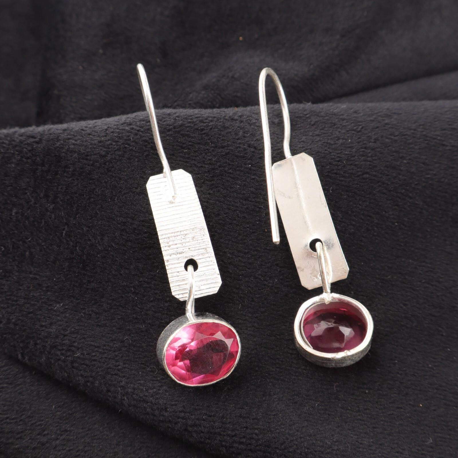 

Драгоценный камень Розовый Турмалин Ювелирные изделия из стерлингового серебра 925 пробы Серьги ручной работы 1,9 EE-168-9