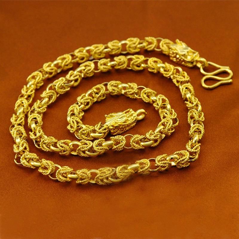 Dragon Head Spring Necklace Men's Chinese Dragon Domineering Chain Gold Plated Long-lasting Color