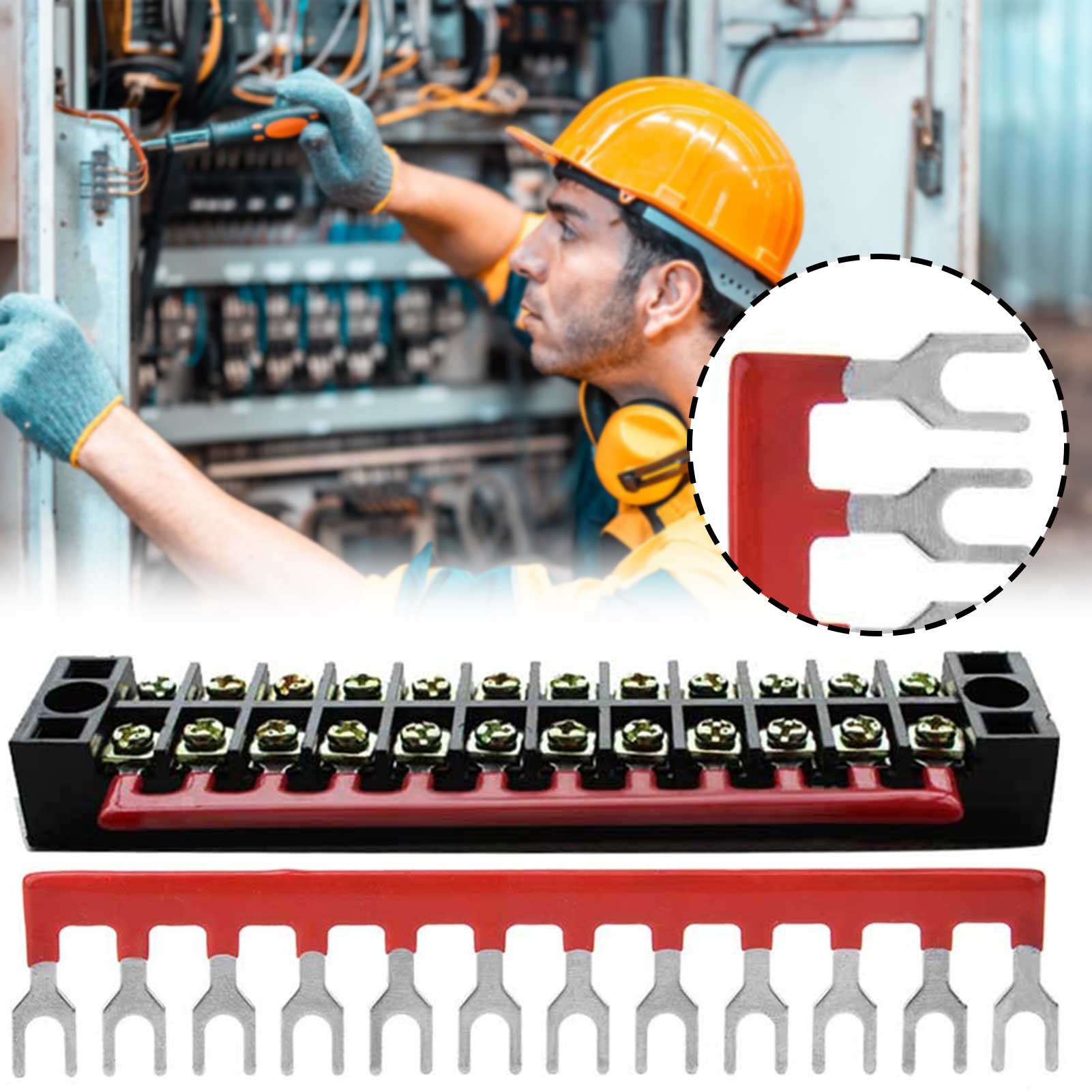 

10pcs Fork Type 12 Postions Terminal Strip Multifunctional Copper Terminal Blocks For Computer China Mainland