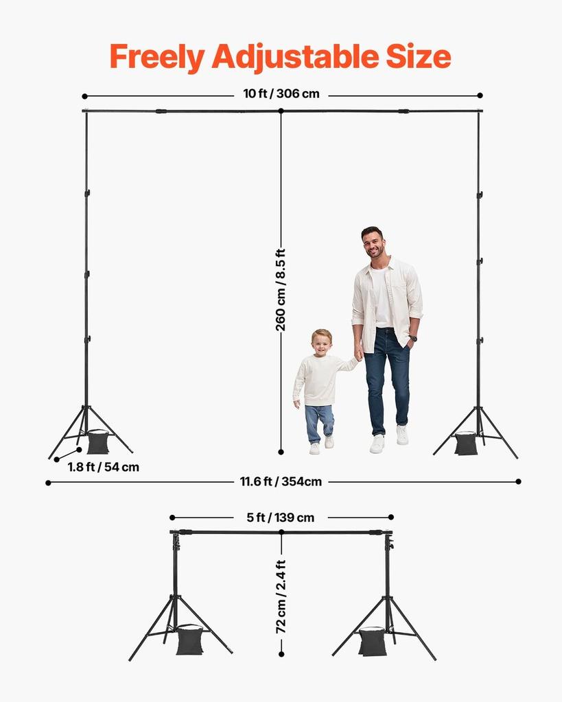 Backdrop Stand Background Stand Kit with 2 Tripod for Party & Photo Studio