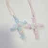 Adjustable Lace Crosses Necklace With Fabric Roses Handmade Vintage Designs for Women's Stylish Layer Accessories