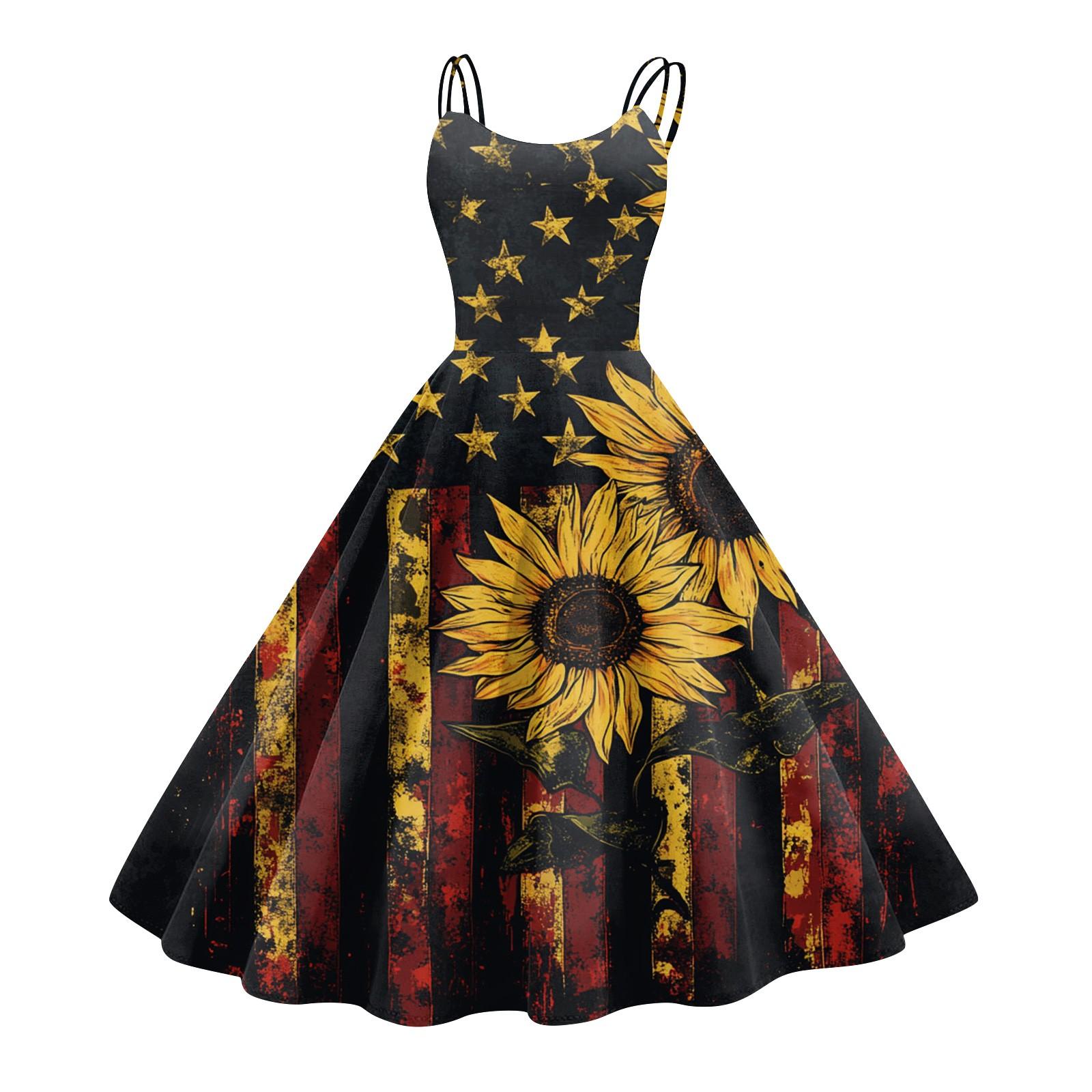 

Женское сексуальное платье с открытыми плечами в стиле панк-винтаж с принтом «День независимости» XL жёлтый