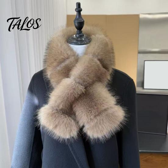 Thickened Polyester Scarf Faux Fur Collar for Women, Plush Neck Warmer Scarf, Winter Fluffy Skin Friendly Scarves, Fashion Wrap Cold Weather,