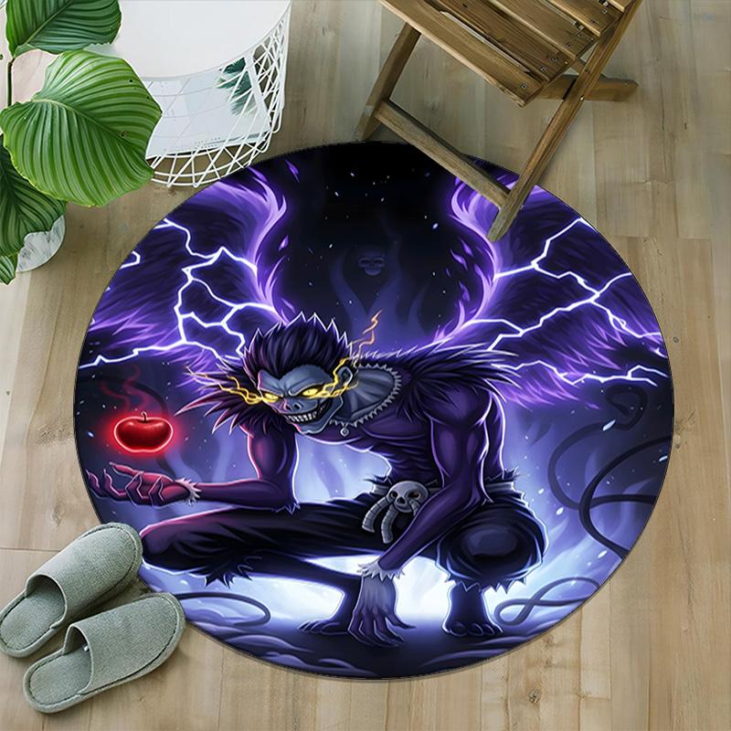 1pc D-Death Note  Carpet, Round Rug, Comfortable, Suitable for Entryways, Living Rooms, Office, And Bedrooms, Christmas Decoration