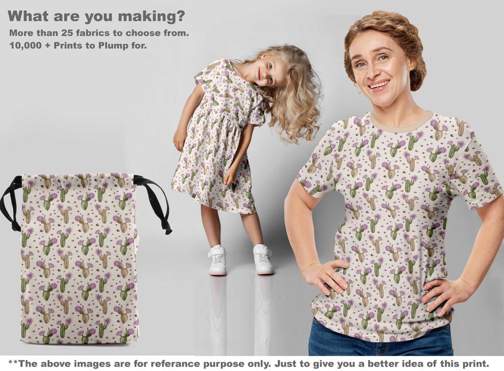 oneOone Cotton Flex Light Beige Fabric Cactus Craft Projects Decor Fabric Printed By The Yard 40 Inch