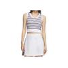 Adidas Originals Striped Round Neck Comfortable Slim Fit Sports Vest Women Tops White KE3722