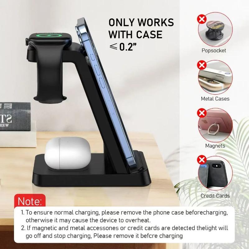 3-In-1 Wireless Charger Holder for iPhone17 16 15 14 13 12 Pro Max Plus Airpors Apple Watch Samsung S25 Fast Charging Station