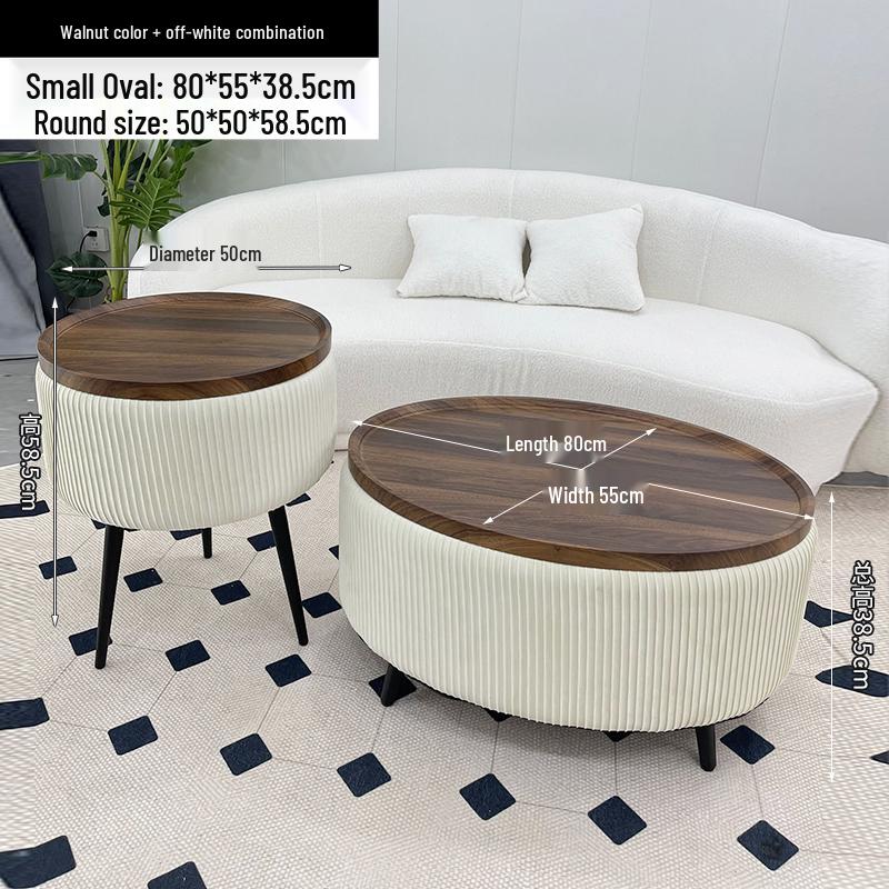 Stylish Compact Storage Combo: Round Coffee Table & Sofa Side Table Set
