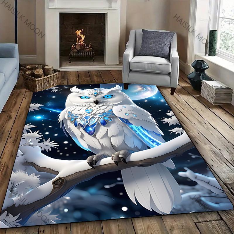1PC Dark Style Owl Printed Carpet New Release! Rug for Living Rooms Bedrooms, Office Areas, Durable Machines Washable Mat Gifts