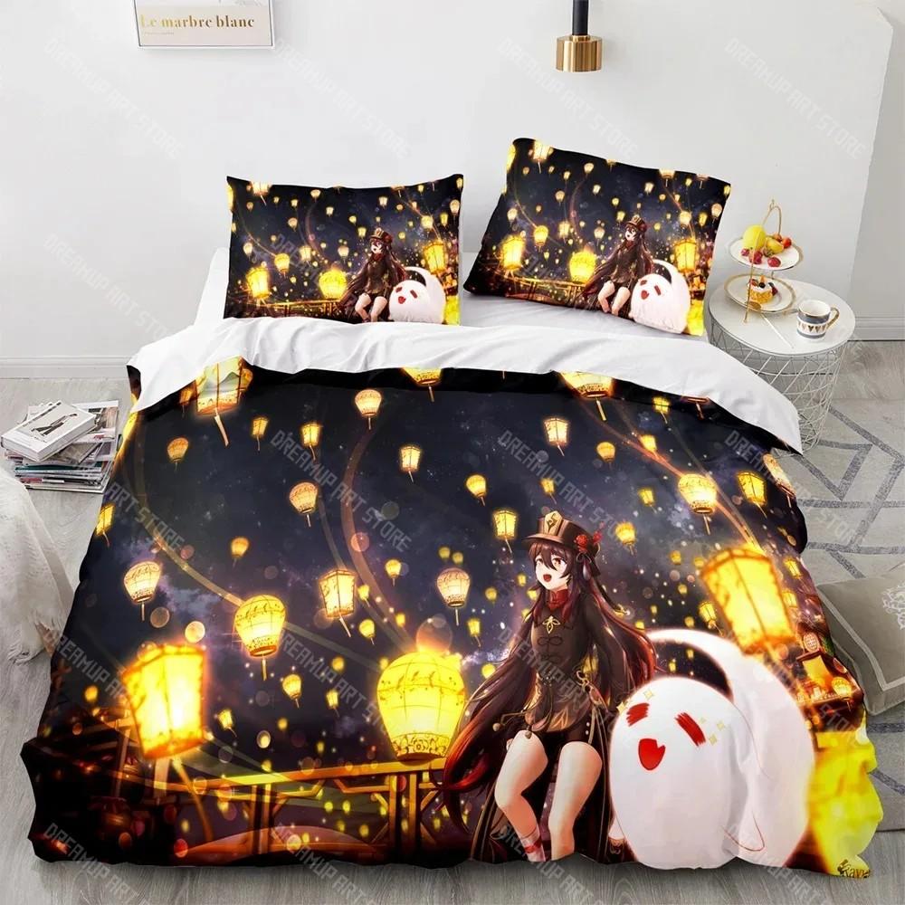 Genshin Impact Bedding Set 3D Print Soft Duvet Cover Queen King Size Home Textile Girl Kid Room Decor