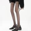 Sexy long-leg vertical stripe pantyhose for women, summer thin anti-snag black stockings with cross pattern