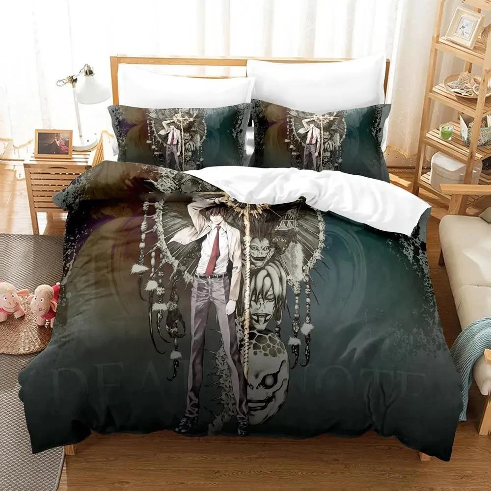 3D Print Death Anime Note Beding Set Young Boys Young Girls Twin Quen King-Sized Dimensionsd Dimensions Soft Duvet Cover Pilowcase Bed boys Adult