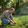 Temporary Fence with Posts, 0.9 X 15m Plastic Mesh Fencing, Garden Safety Fences Netting with Double-Spike Stakes & Guy Ropes, Temporary Fence for