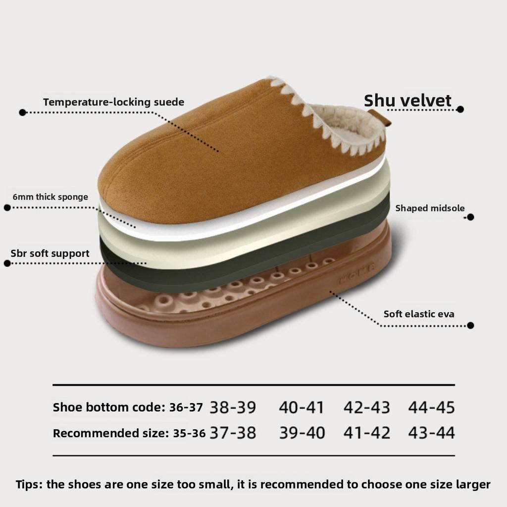 Cotton Slippers for Women In Autumn and Winter, Warm At Home, Plush Indoor, Men In Winter, Thick Soled Home