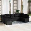 Garden Sofa Set with Cushions Black Poly Rattan