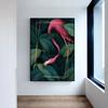 Nordic Posters and Prints Pink Flamingo Green Leaves Canvas Painting Wall Art Animal Pictures for Living Room Cuadros Home Decor