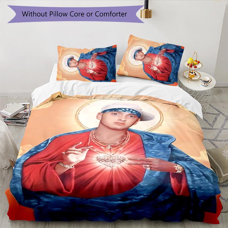 Eminem 3pcs Bedding Set Duvet Cover Closure Includes 1 Duvet Cover & 2 Pillowcases for All Seasons Bedroom Home Dorm Decor