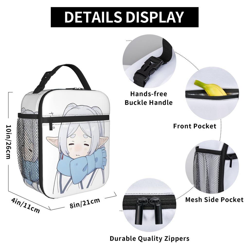 Frieren Serie Anime Insulated Lunch Bags Thermal Bag Reusable,Lunch Container High Capacity Tote Lunch Box Bento Pouch