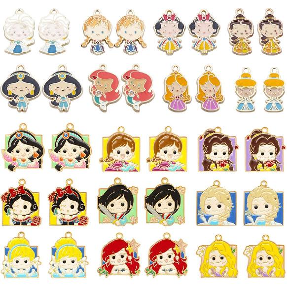 34pcs Cartoon Charms Pendants for DIY Necklace Bracelet Earrings Keychains Jewelry Making Crafts, 17Styles