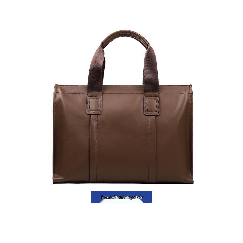 Men's Genuine Leather Briefcase - Casual Large Capacity Crossbody Handbag for Laptops