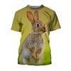 Summer Casual Trends Animal Crew Neck Clothing Fashion Cute Rabbit 3D Printed T-shirt for Men and Women Short Sleeve Big Top T-s