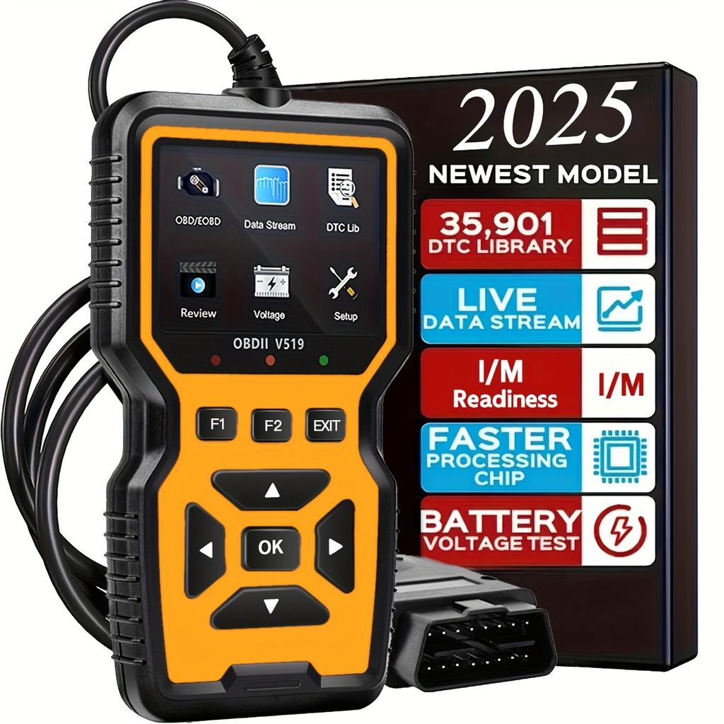 2024 V519 Professional Obd2 Scanner - USB Powered Car Diagnostic Tool with Real-Time Data Stream, Full-Function Obd Ii Testing (I/M Ready,