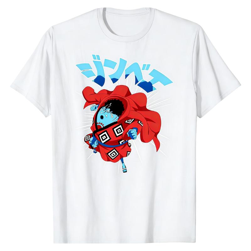 

Jinbe One Piece TShirt Straw Hat Helmsman Character Graphic Print Crew Neck Cotton Premium Breathable Casual Daily Fashion Tops S