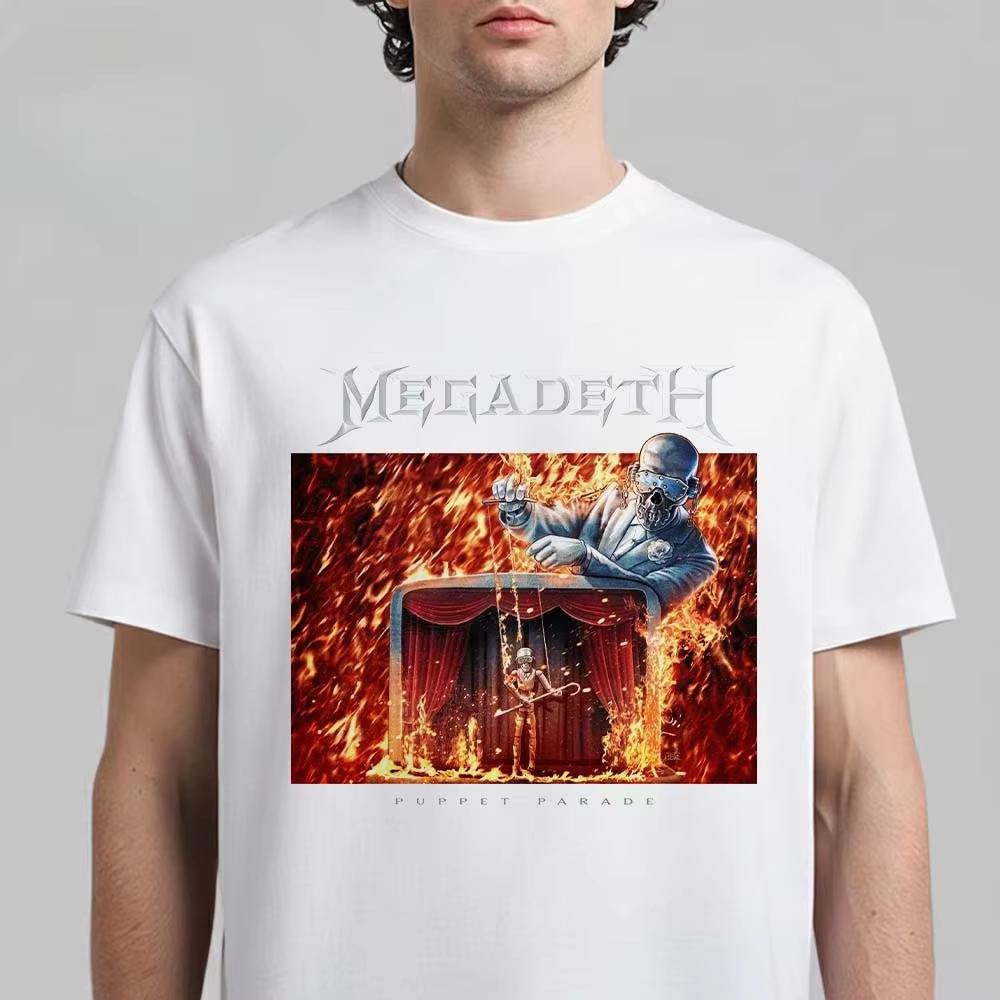 2026 Megadeth Bawełniany T-shirt Zespołu, Unisex Letni Krótki Rękaw Luksusowy Casual Vintage Moda Ins & Y2K Styl Modny T-shirt