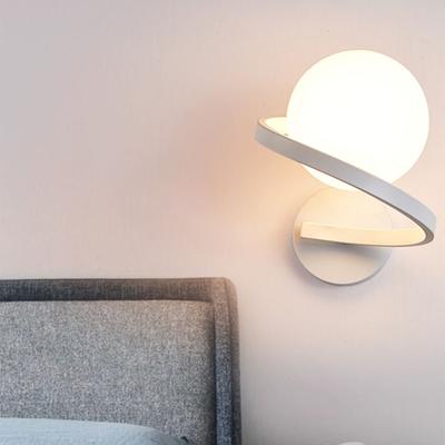 Milk White Glass Spiral Acrylic Wall Lamp Nordic Bedside Bedroom Entrance Lighting Wall Light Cream Wind G9 Light Atmosphere