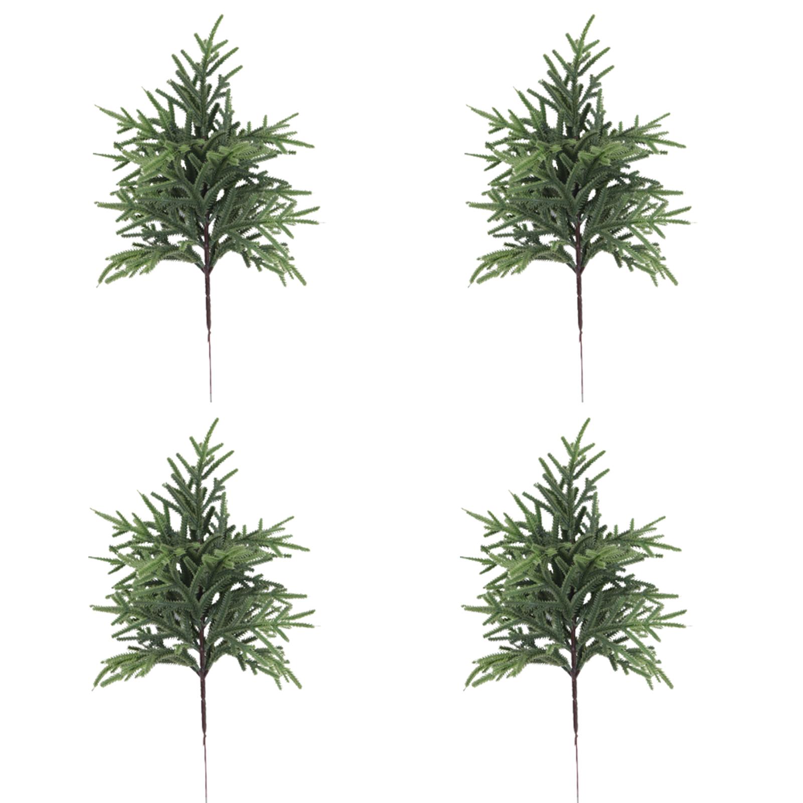 

39CM 4PCS Green Artificial Pine Branch Plastic Christmas Tree Fake Leaves Festival Ornament DIY Wreath Lifelike Greeney Plant