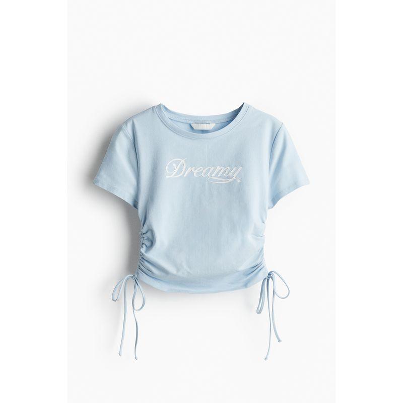 

HM Women s T-shirt Fall Slim Fit Soft Pendant Cotton Soft Short Sleeve Short Top 1234838 Light blue/Dreamy 155/80