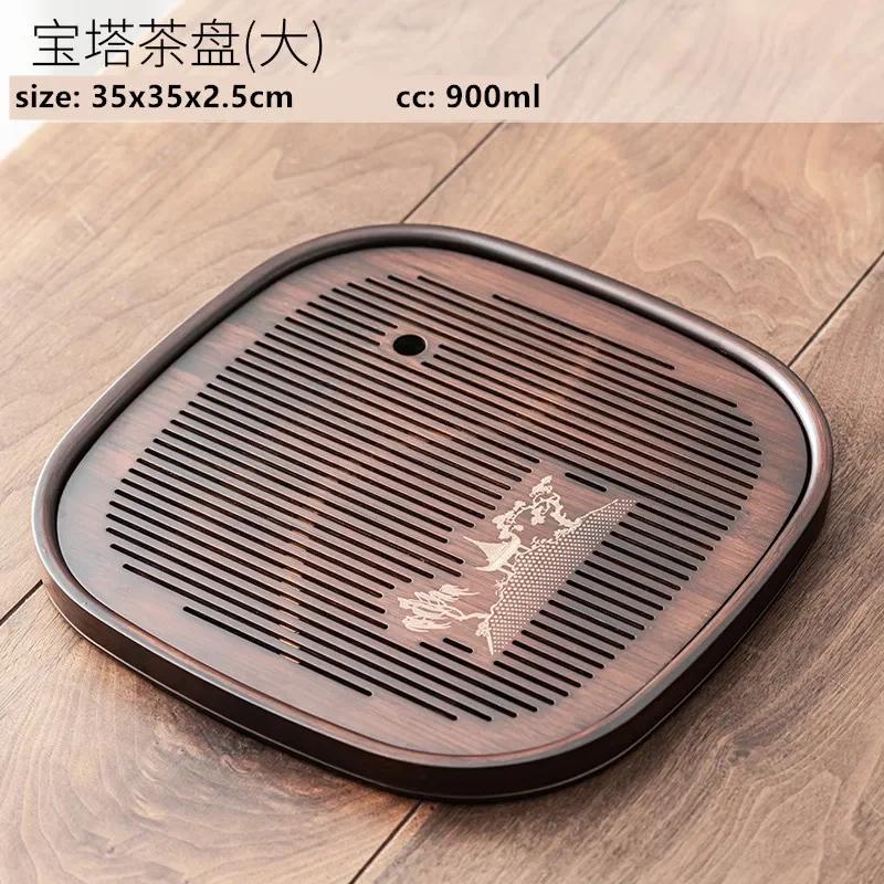 Home Rectangular Bamboo Tea Tray Tearoom Service Tray Tea Accessories Storage Type Tea Sea Living Room Retro Trays Decorative
