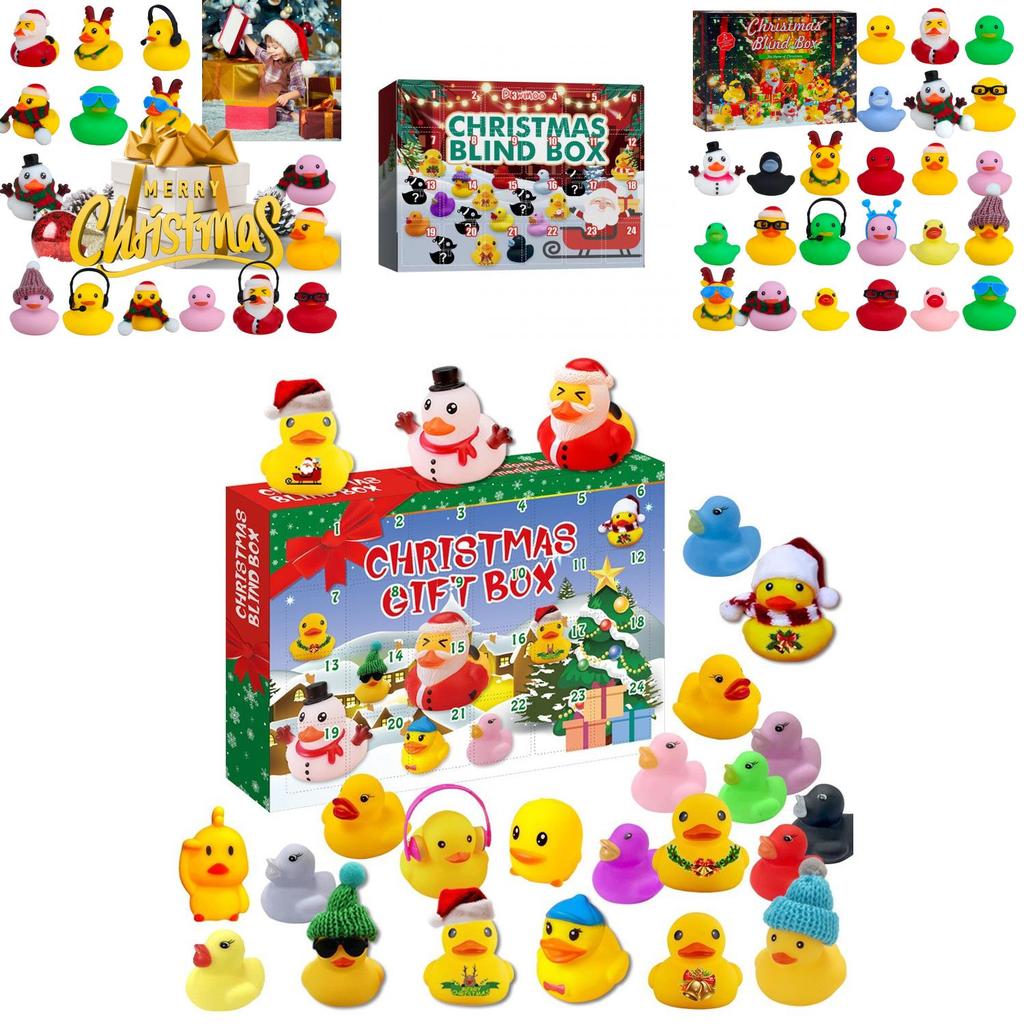Lustiger 24 Tage Weihnachts-Countdown-Kalender Blind Box Vinyl Enten Spielzeug Set für Weihnachtsfeiern und Sammler