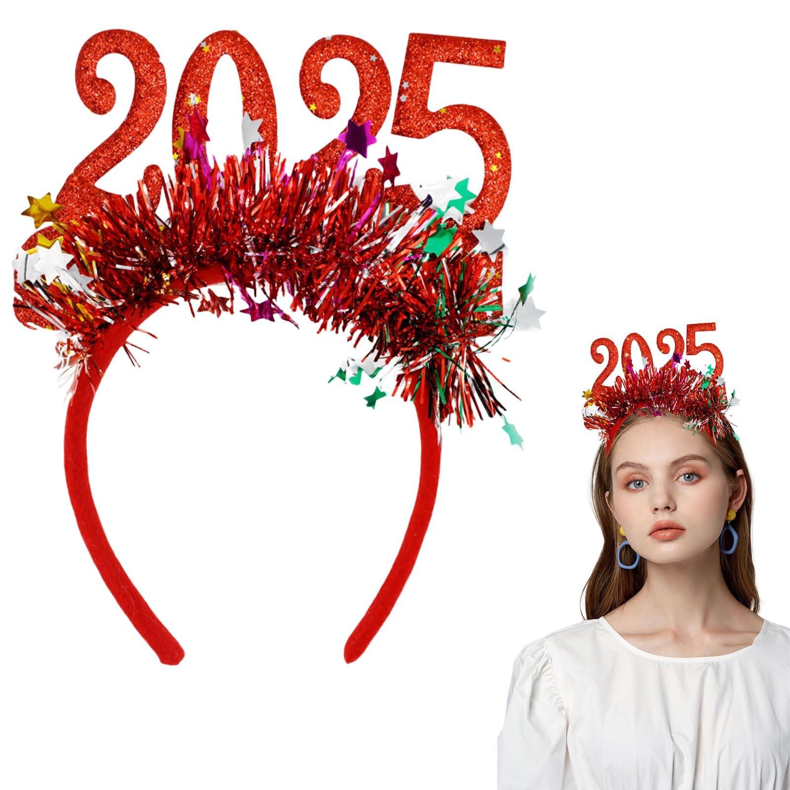 

Повязка на голову в канун Нового года 2025 года - Рождественская повязка на голову - Праздничная вечеринка, нарядная повязка на голову, украшения в виде звезд - Празднование Нового года One Size красный