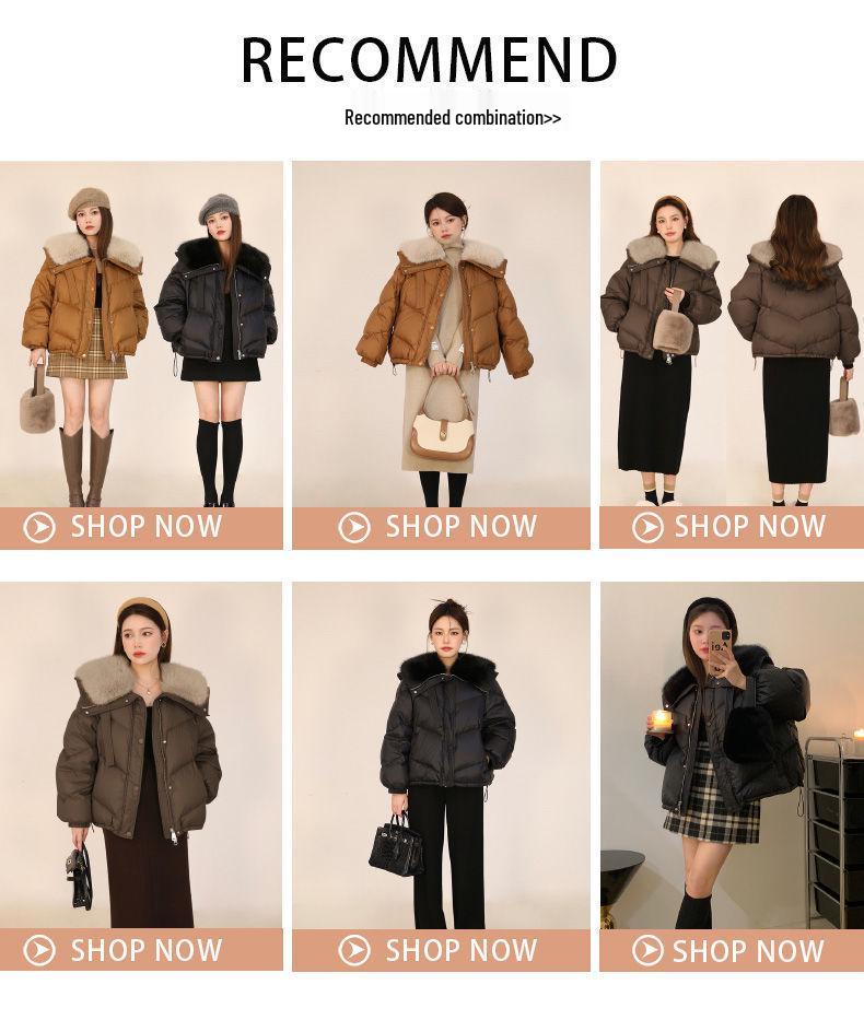 Damska Ciepła Khaki/Czarna Kurtka Bawełniana z Kołnierzem ze Sztucznego Futra - Zimowy Płaszcz Petite