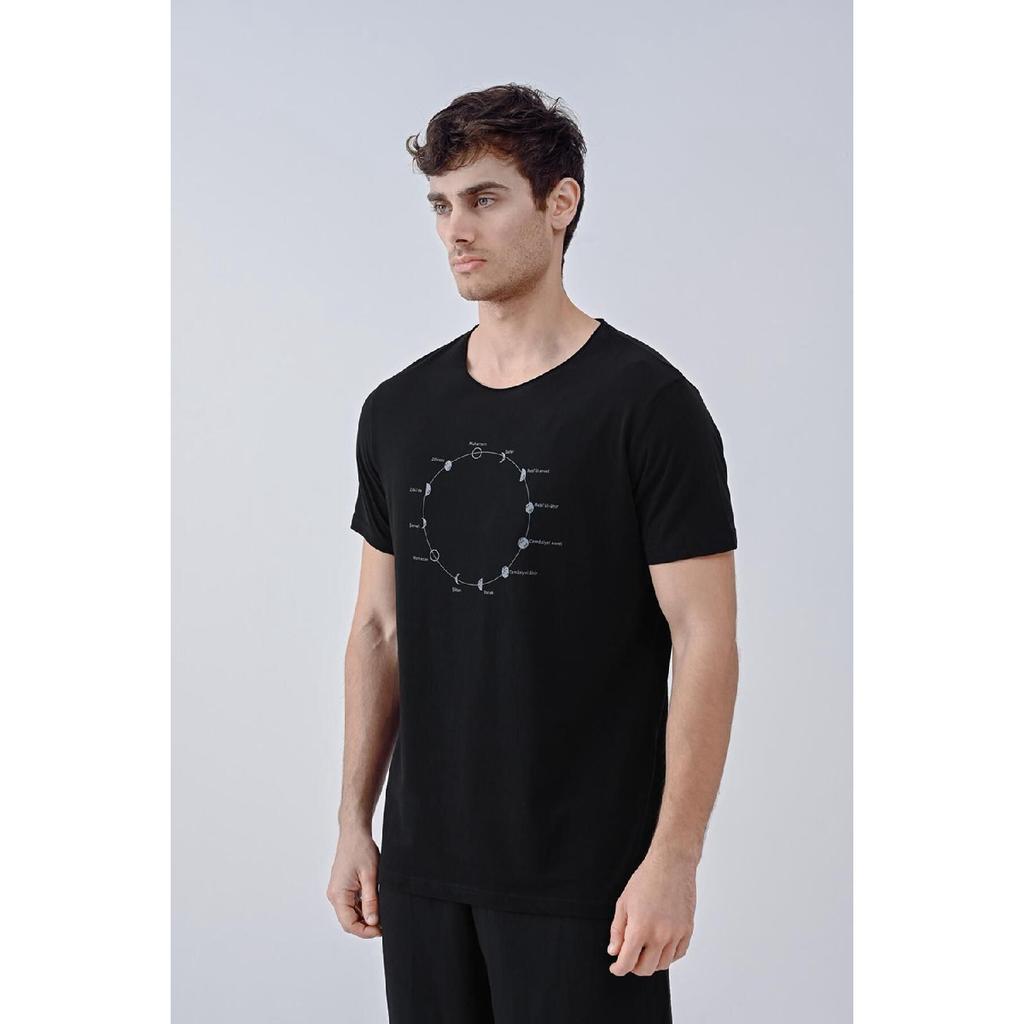 Hijri Calendar Design Cotton Black T-shirt