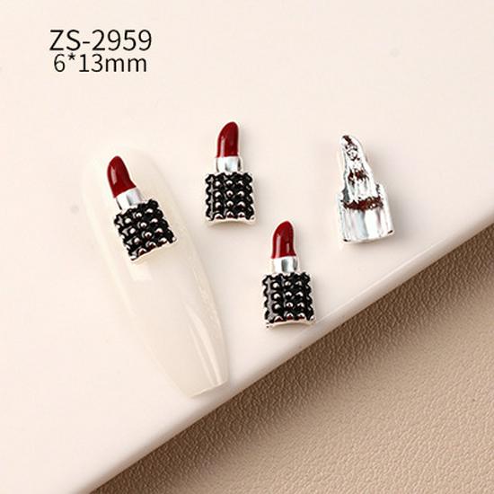 Romantic Red Lips Rhinestone Lipstick 3D Nail Art Decorations
