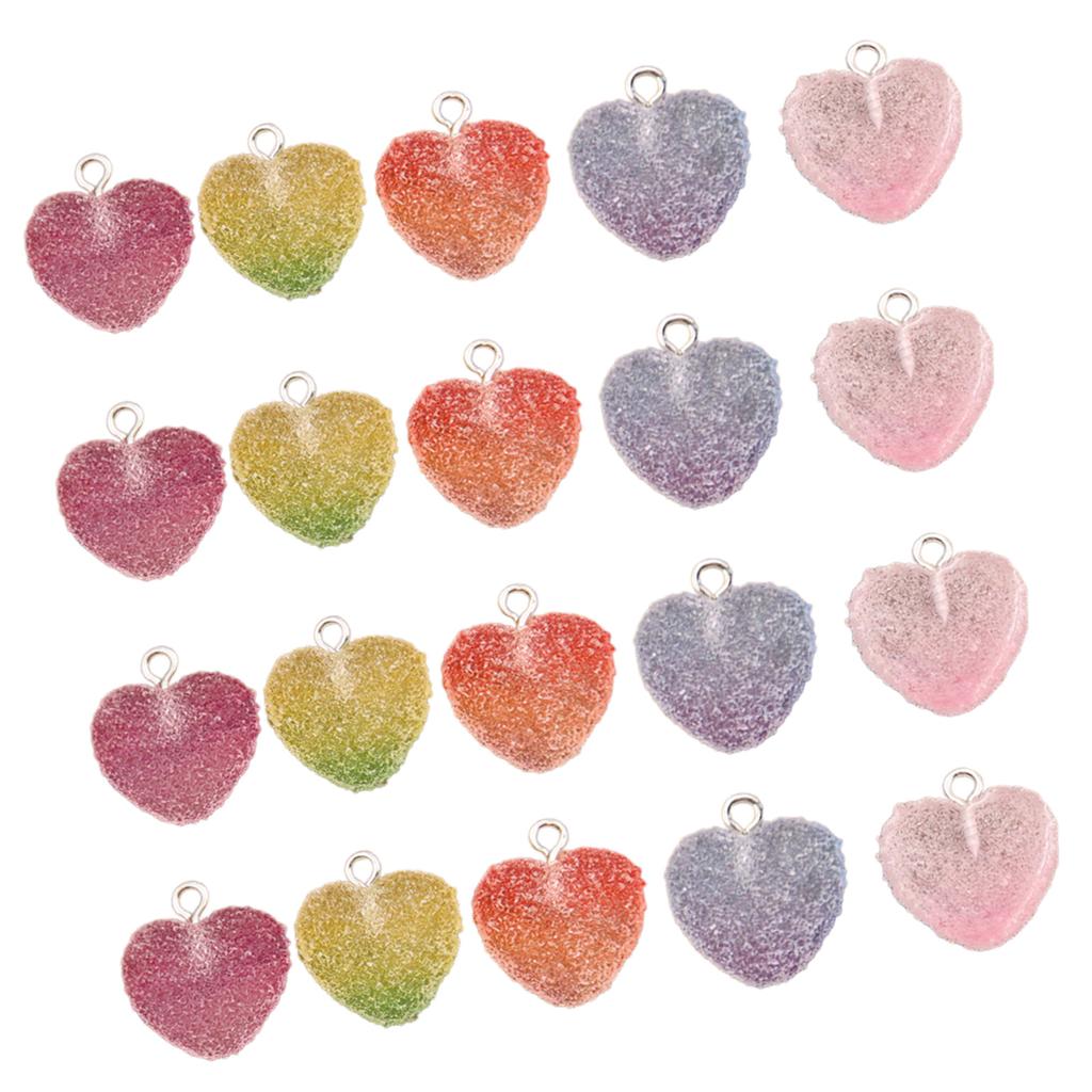 20Pieces Vibrant Bear Heart Star Charm Set Unique Resin Cartoon Pendants for Crafting Custom Necklaces and Bracelets