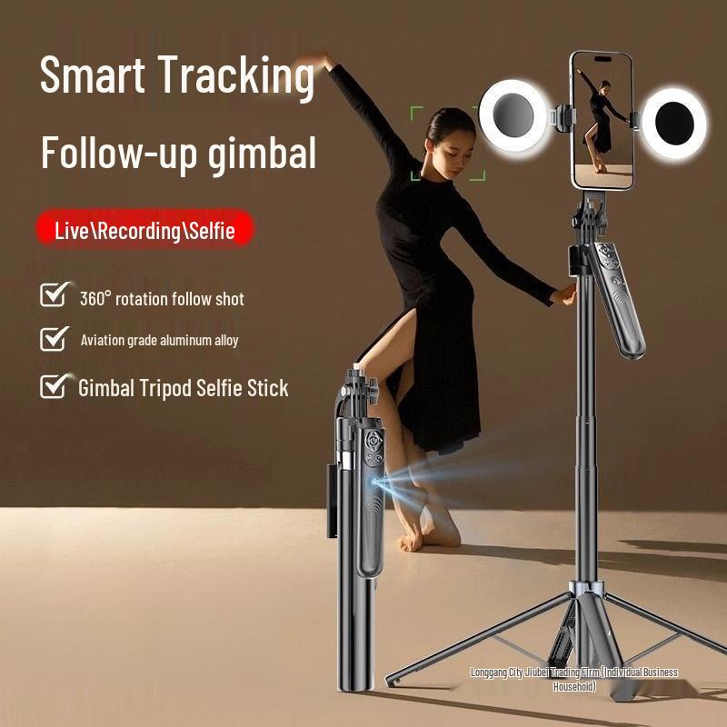 360° Intelligent Face Tracking Selfie Stick & Anti-Shake Gimbal with Four-Leg Stand