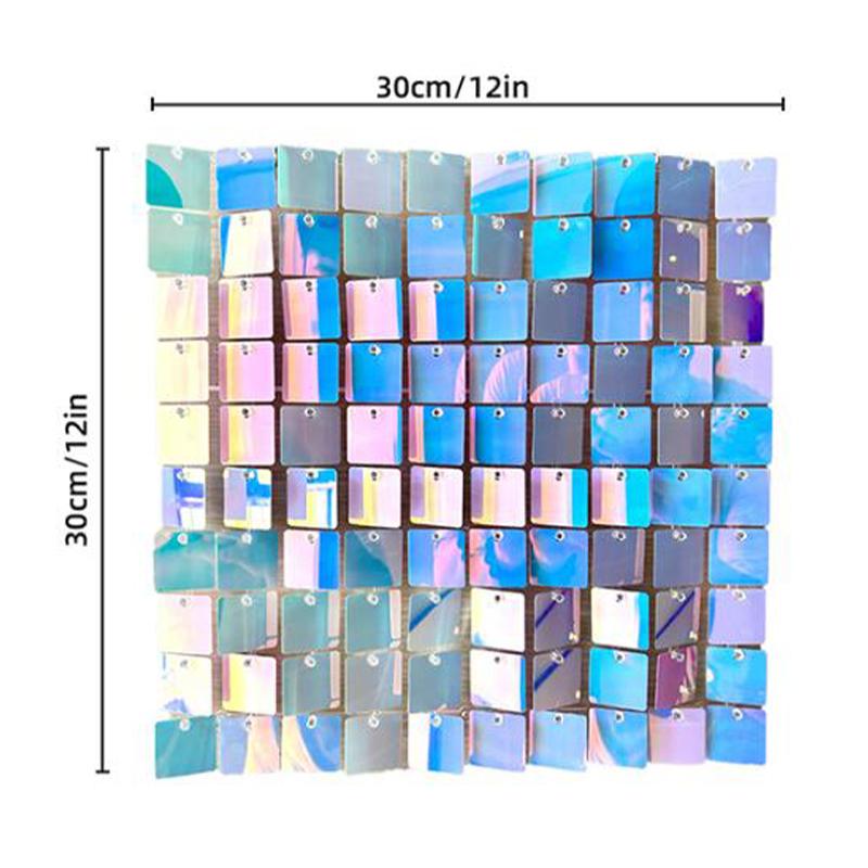 12PCS Laser Glitter Shimmer Wall Panels Sequin Curtain Birthday Party Stage Background Wall Decoration Glitter Backdrop 30x30cm