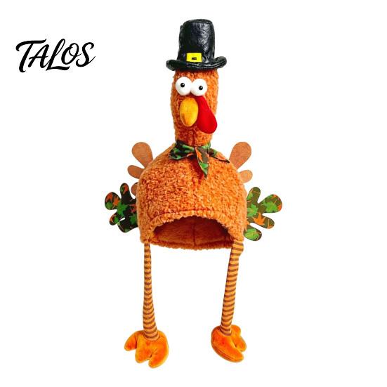 Thanksgiving Costume Accessory Plush Turkey Hat, Funny Trot Dancing Hat Novelty Headpiece for Women Men Holiday Celebration Chicken Leg