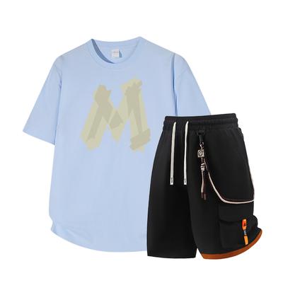 Men's Short Sleeved Set Summer Short Sleeved Slim Fit Upper Garment Men's Two-piece Set