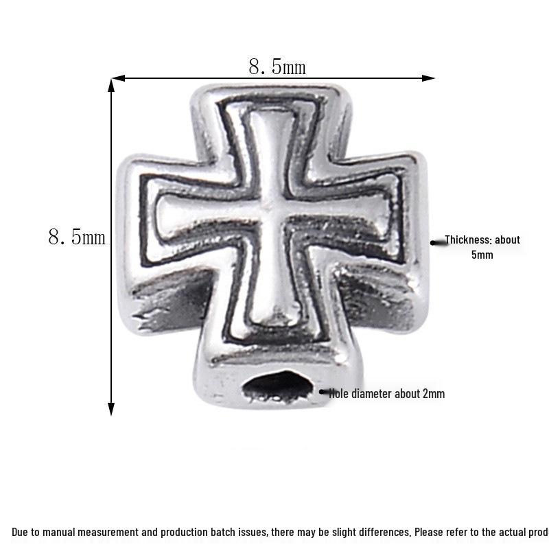 S999 Sterling Silver Cross Spacer Beads, 3D Horizontal/Vertical Holes, Handmade Rope DIY Bracelet Accessories