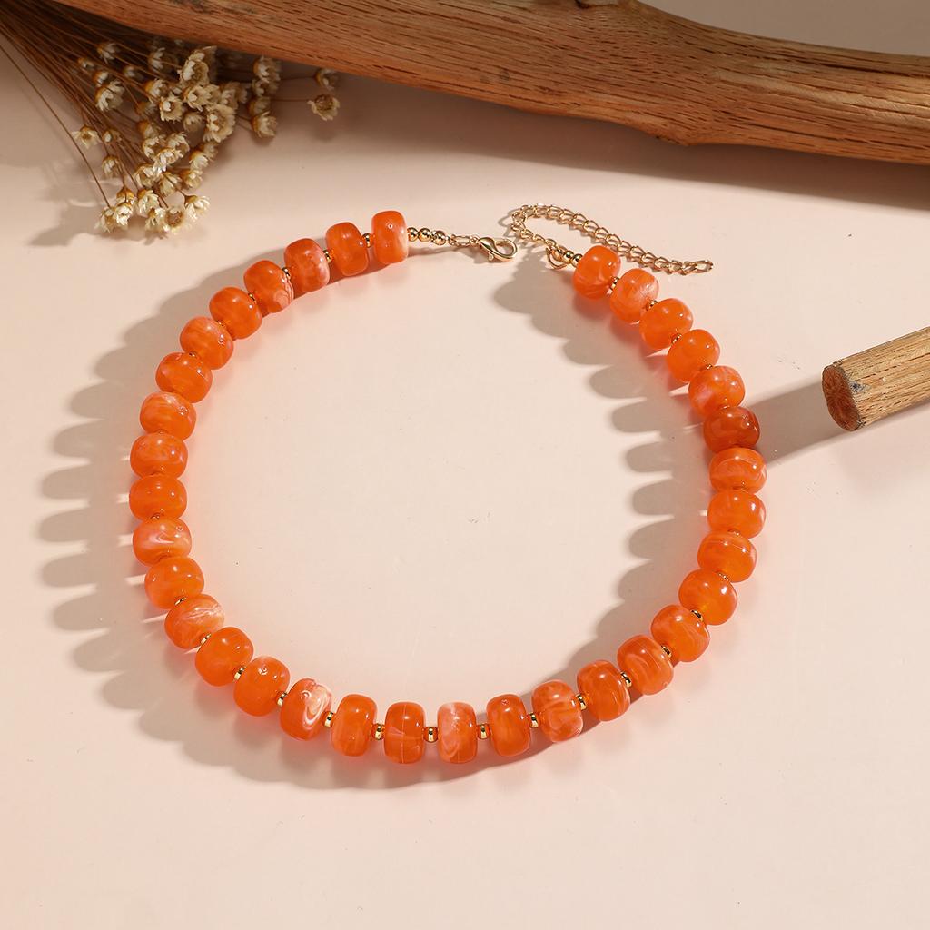 Colorful Round Beads Necklace Fashion Resin Geometric Beads Choker Necklaces for Women Bohemia Jewelry Trendy Summer Gifts