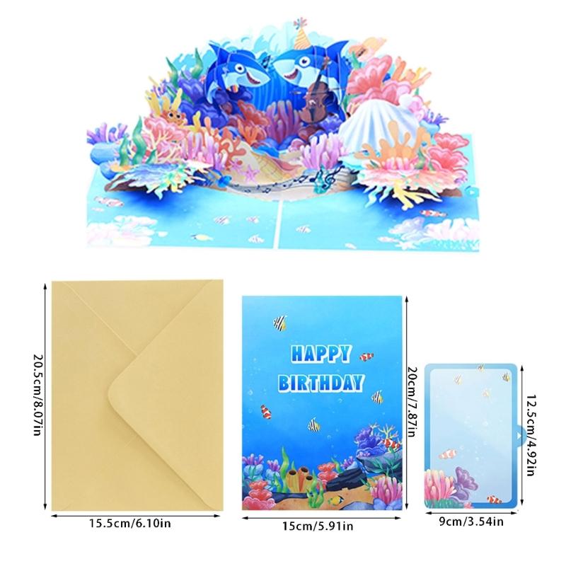 Ocean Theme Dimensional Card with Marine Life Decoration for Special Occasion Handmade Papercraft Greeting Car