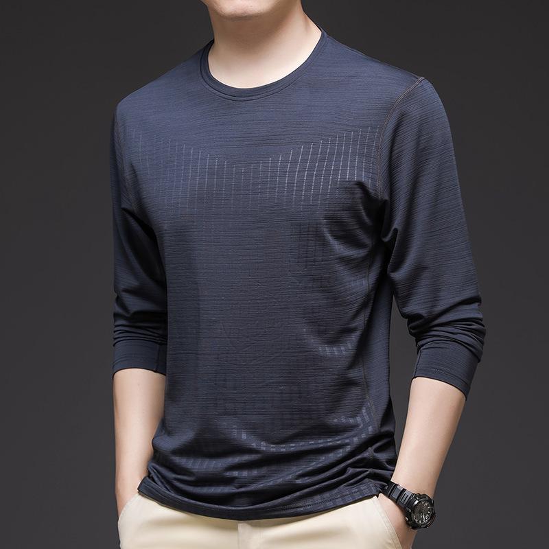 

Новые весенне-осенние топы Тонкая футболка Молодежная приталенная спортивная одежда Футболка с круглым вырезом и длинным рукавом Топ 3XL