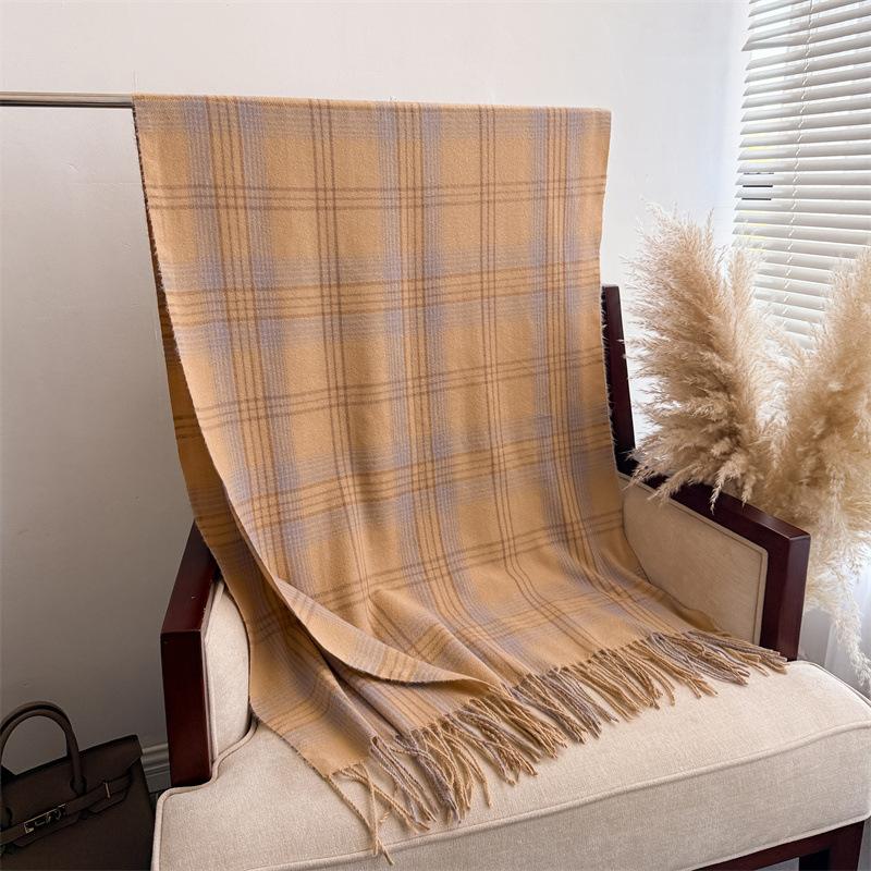 Women'S Vintage Plaid Scarf - Geometric Pattern, Warm & Stylish Winter Accessory, Versatile for Casual or Formal Outfits Perfect for Fall and Winter