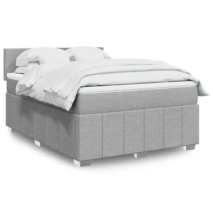 VidaXL Slat Bed Base with Mattress Light Grey 140x200cm Fabric 3289384